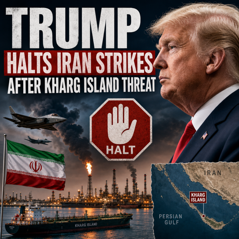Illustration of Trump Halts Iran Strikes After Kharg Island Threat