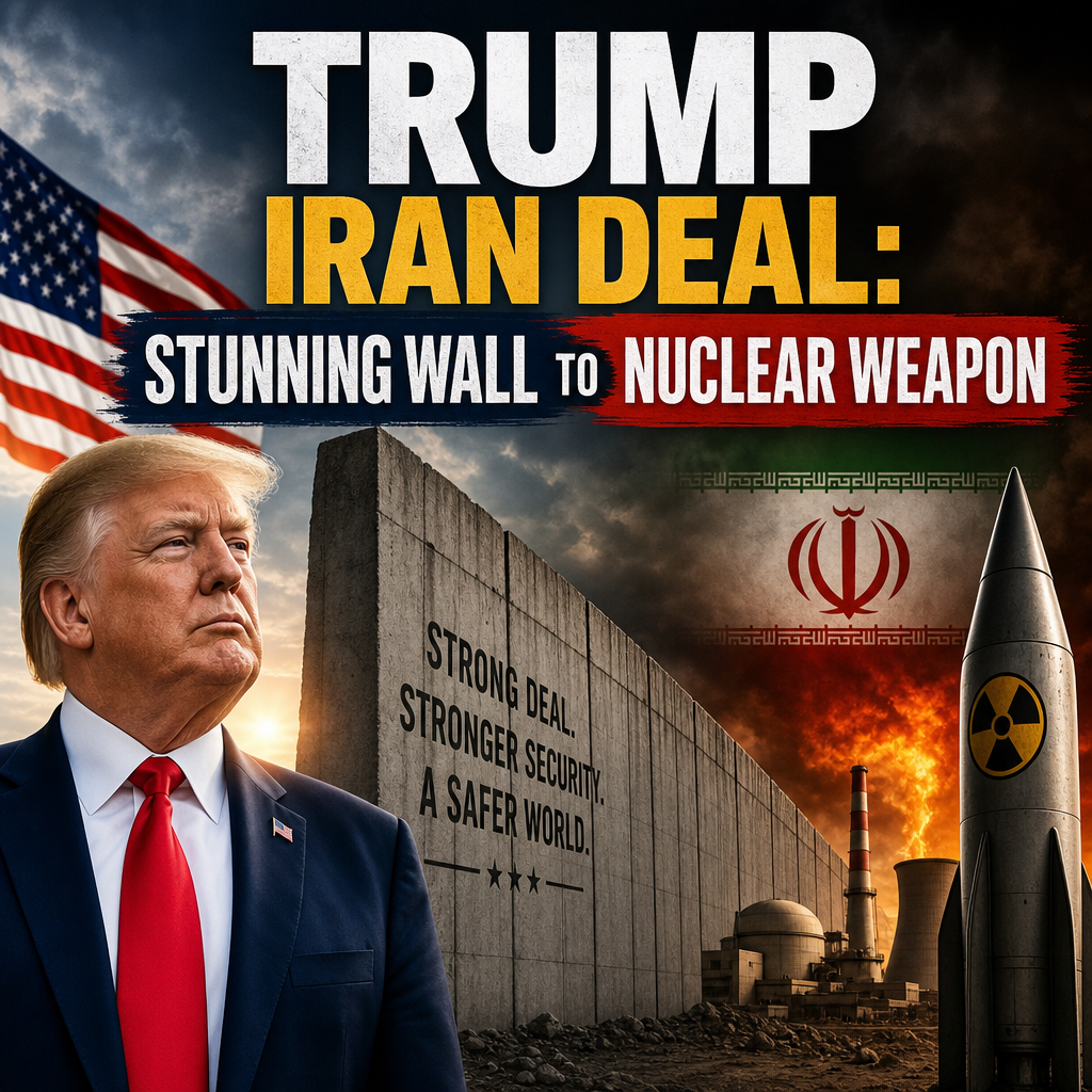 Illustration of Trump Iran Deal: Stunning Wall to Nuclear Weapon