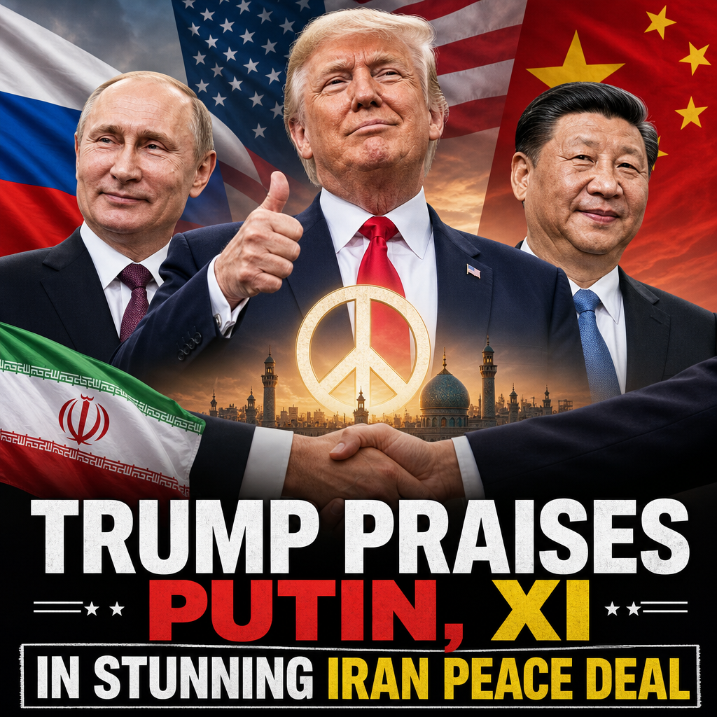 Illustration of Trump Praises Putin, Xi in Stunning Iran Peace Deal