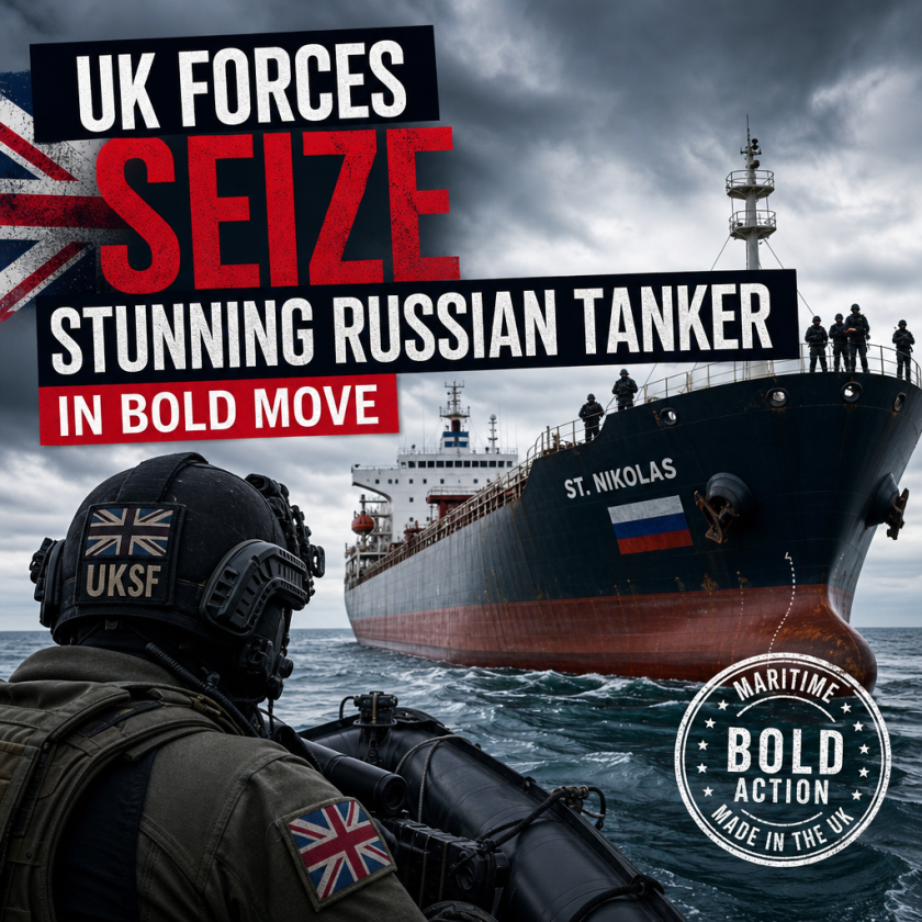 Illustration of UK Forces Seize Stunning Russian Tanker in Bold Move