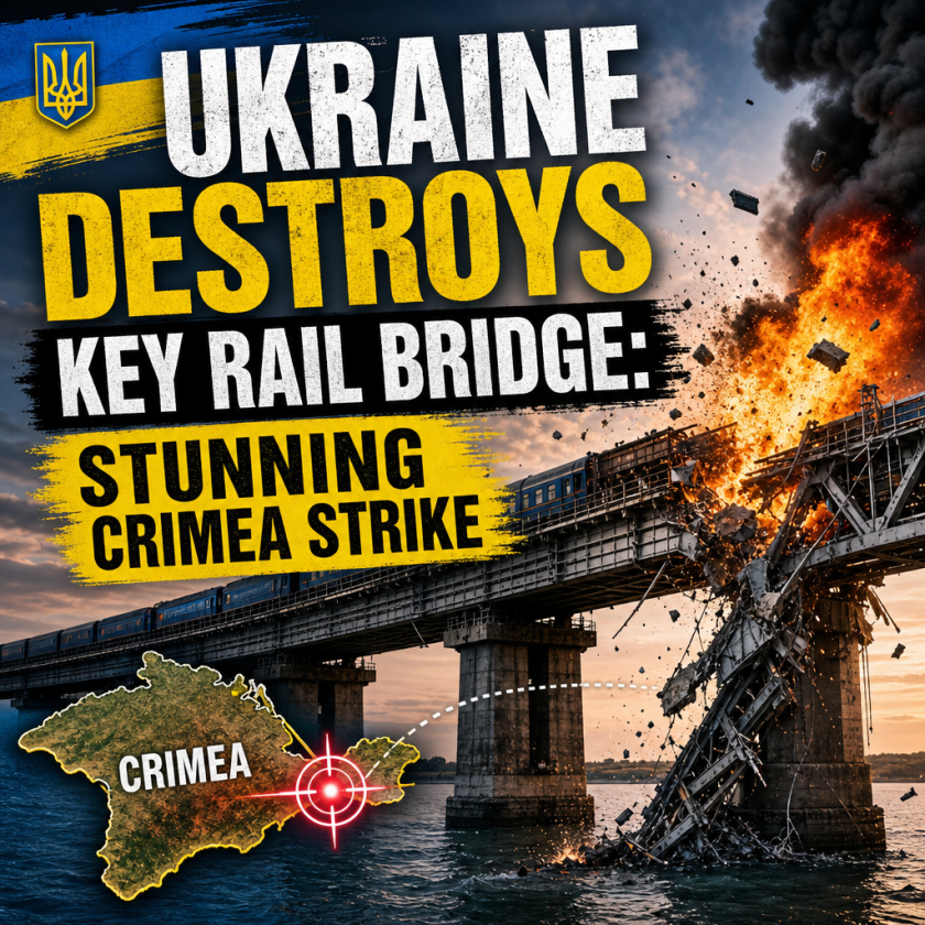 Illustration of Ukraine Destroys Key Rail Bridge: Stunning Crimea Strike