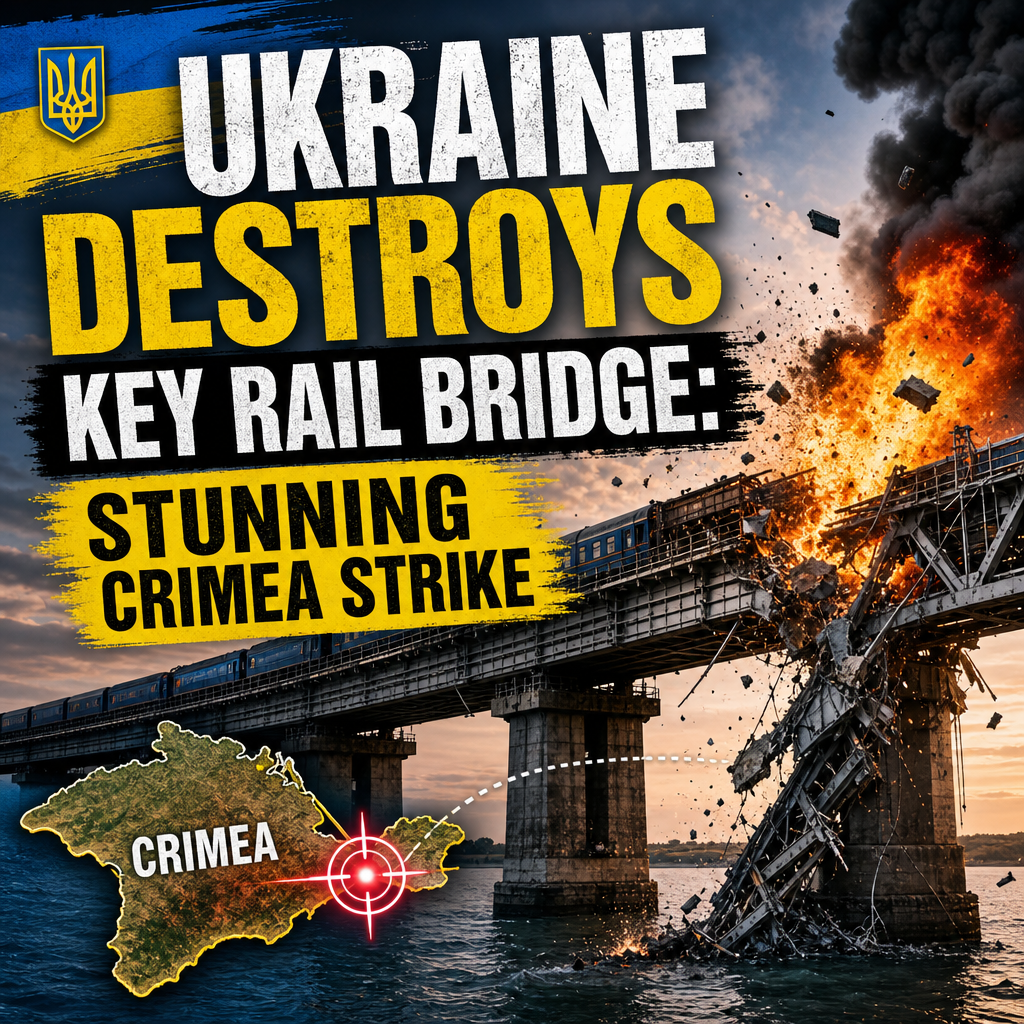 Illustration of Ukraine Destroys Key Rail Bridge: Stunning Crimea Strike
