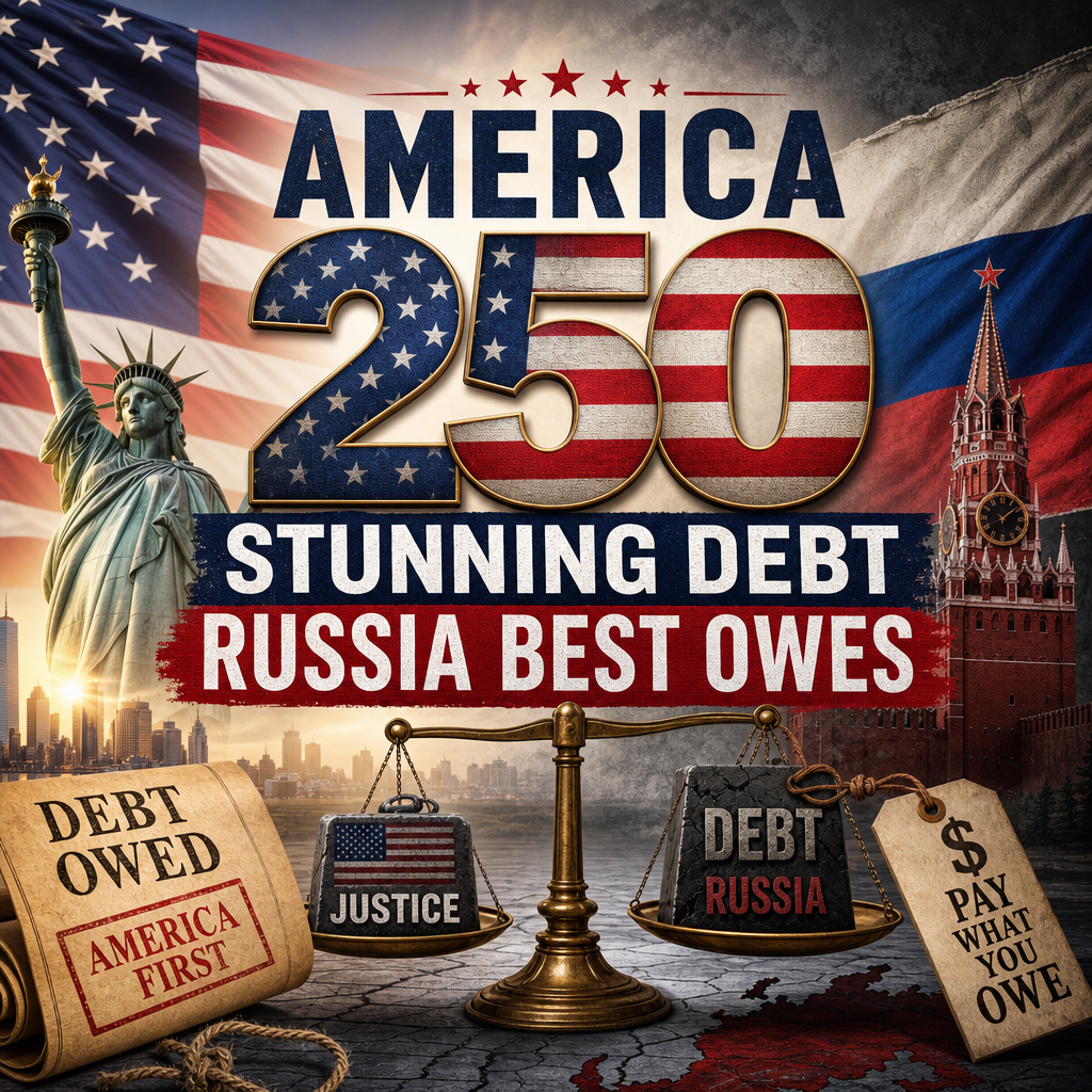 Illustration of America 250: Stunning Debt Russia Best Owes