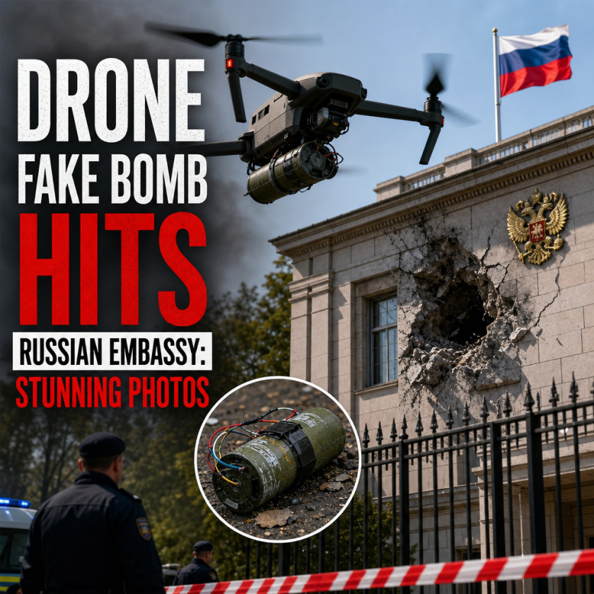 Illustration of Drone Fake Bomb Hits Russian Embassy: Stunning Photos