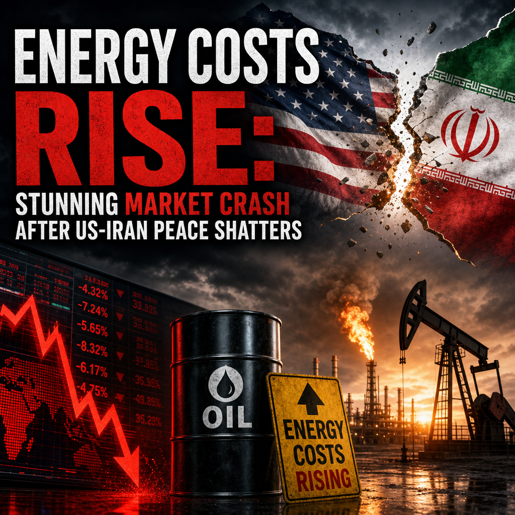 Illustration of Energy Costs Rise: Stunning Market Crash After US-Iran Peace Shatters