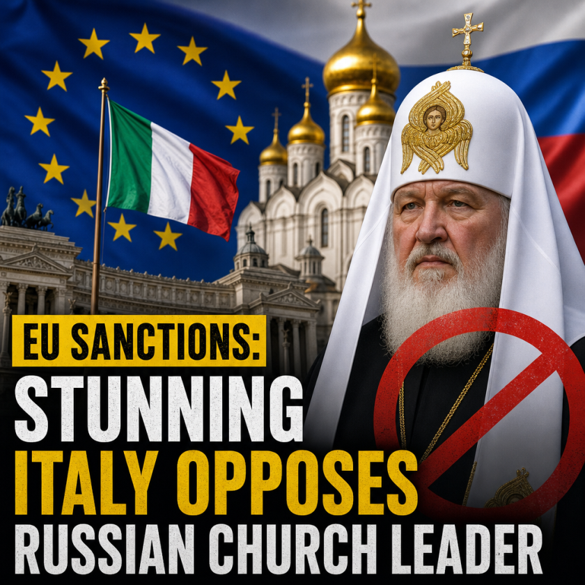 Illustration of EU Sanctions: Stunning Italy Opposes Russian Church Leader