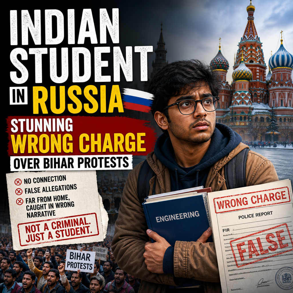 Illustration of Indian Student in Russia: Stunning Wrong Charge Over Bihar Protests