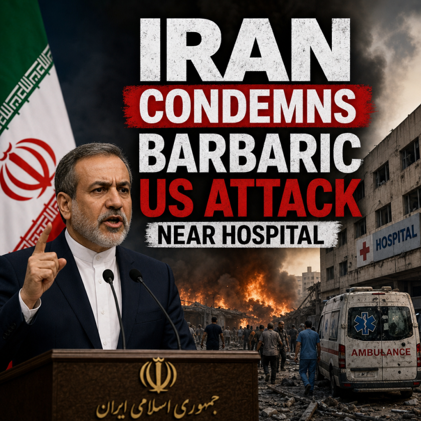 Illustration of Iran Condemns Barbaric US Attack Near Hospital