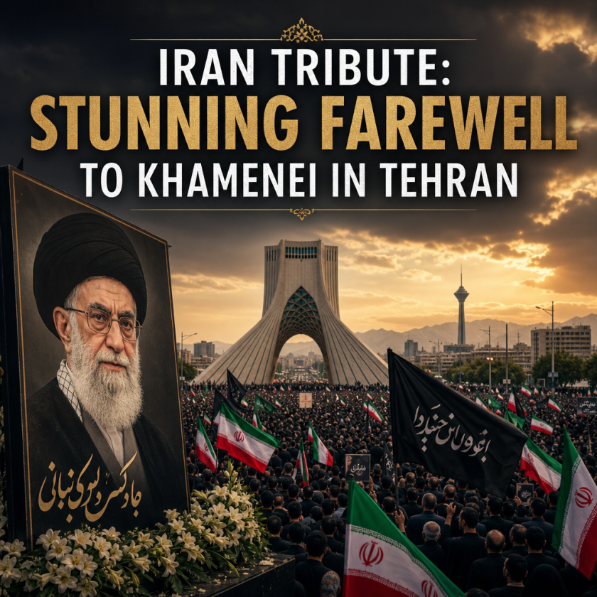 Illustration of Iran Tribute: Stunning Farewell to Khamenei in Tehran