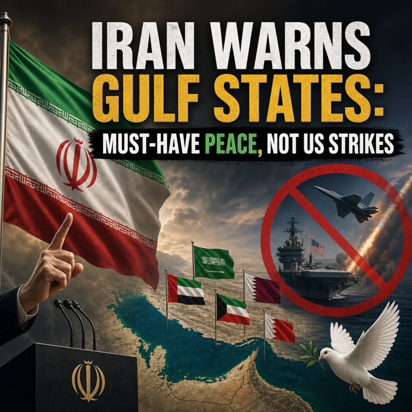 Illustration of Iran Warns Gulf States: Must-Have Peace, Not US Strikes