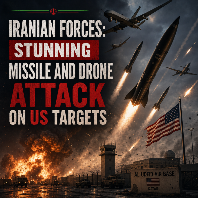 Illustration of Iranian Forces: Stunning Missile and Drone Attack on US Targets
