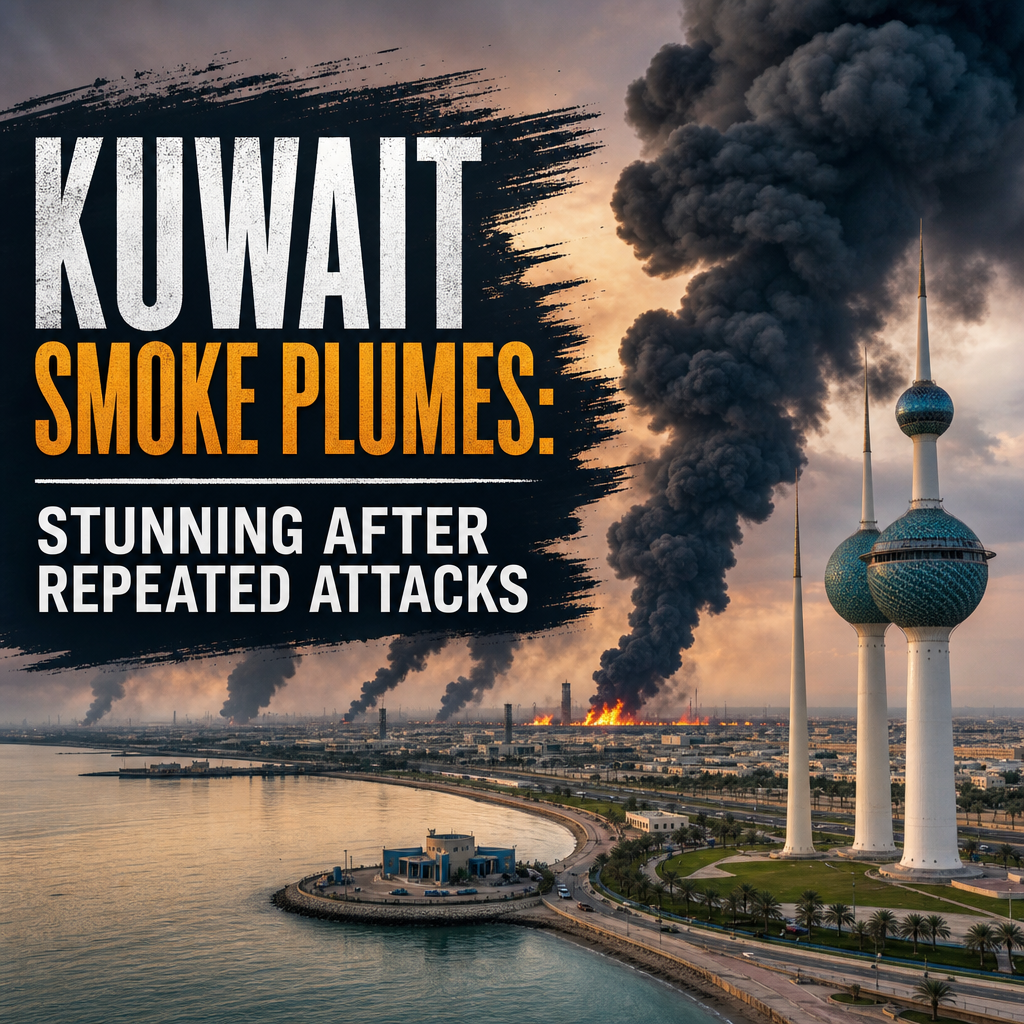 Illustration of Kuwait Smoke Plumes: Stunning After Repeated Attacks