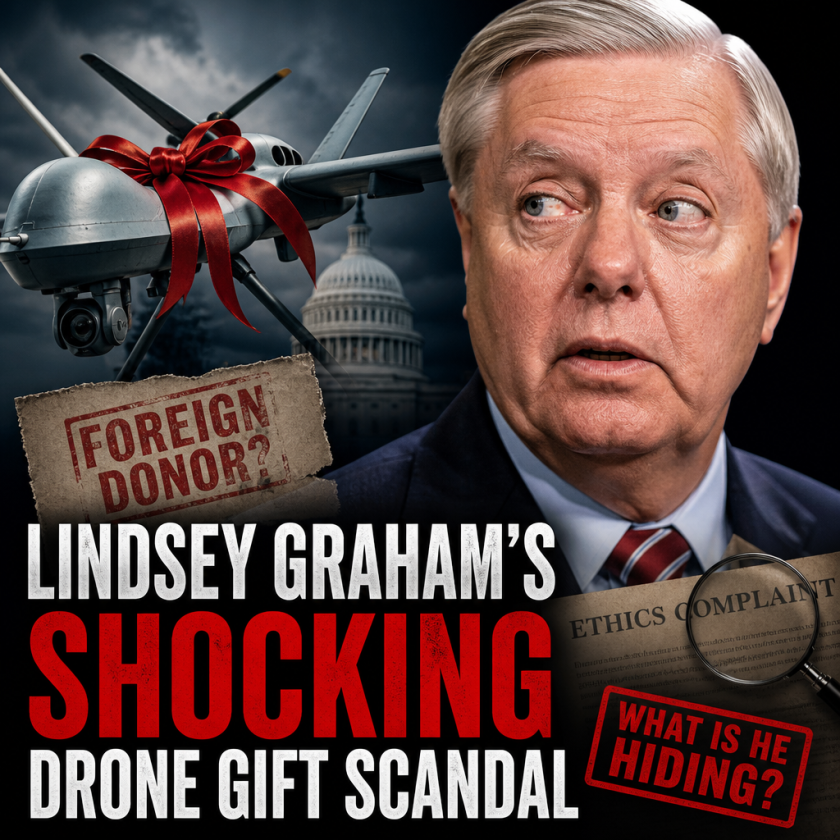 Illustration of Lindsey Graham’s Shocking Drone Gift Scandal