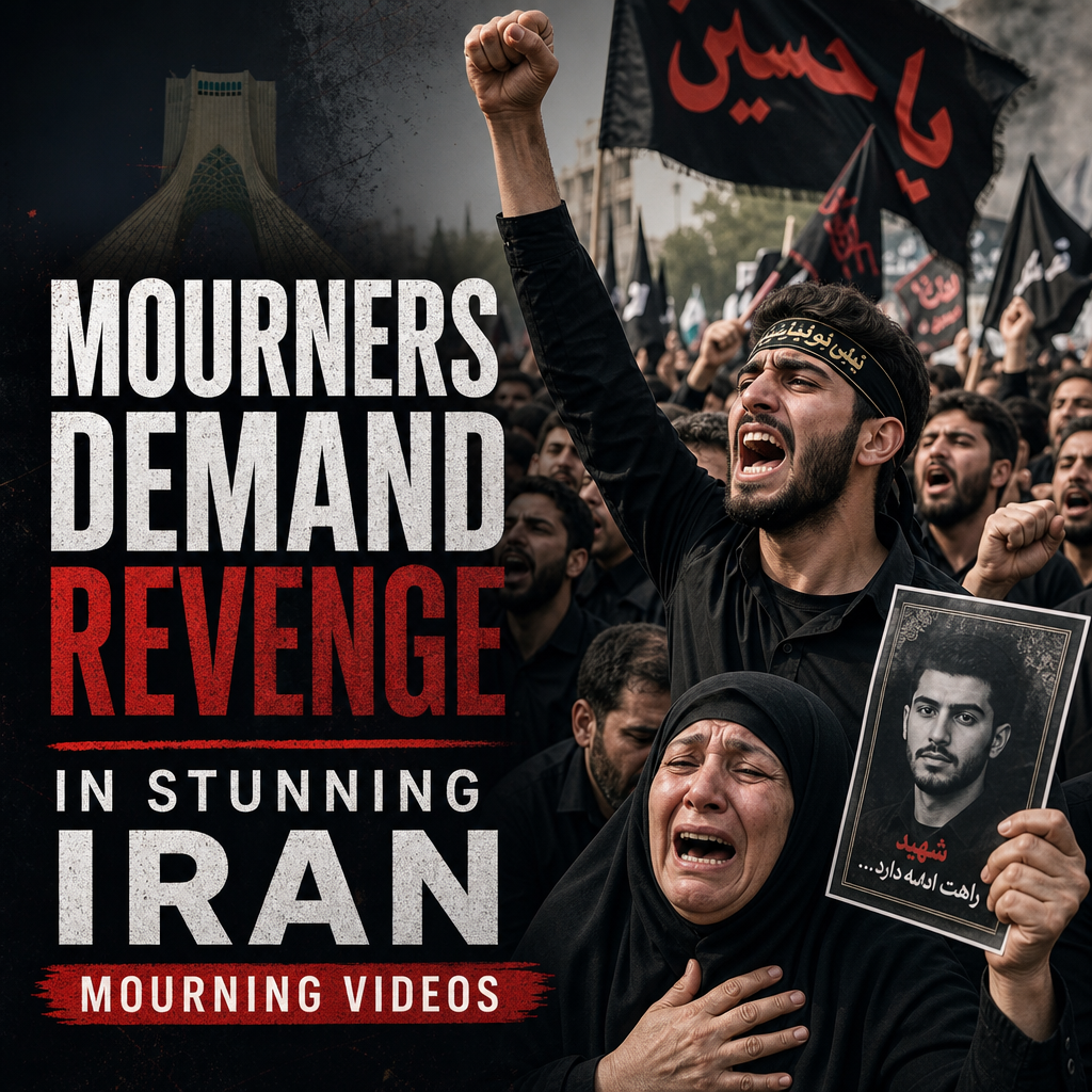 Illustration of Mourners Demand Revenge in Stunning Iran Mourning Videos
