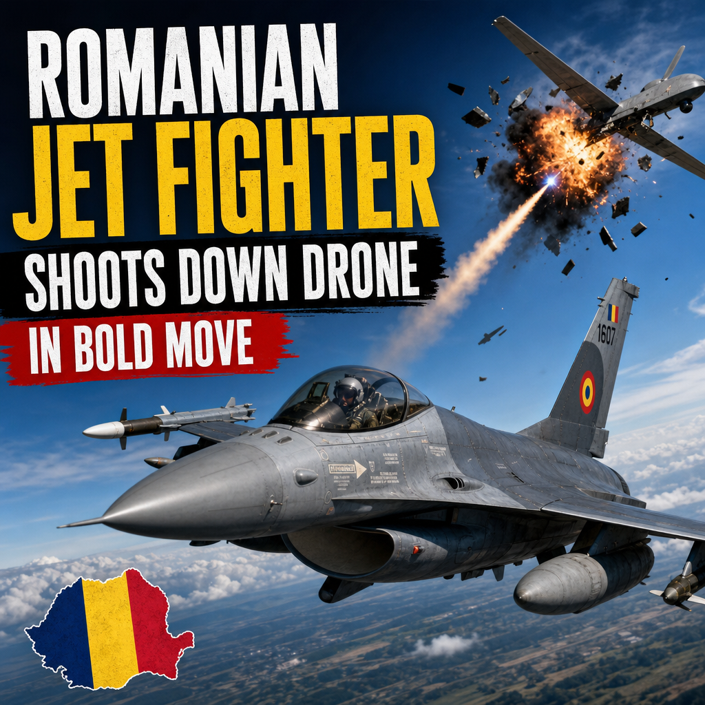 Illustration of Romanian Jet Fighter Shoots Down Drone in Bold Move