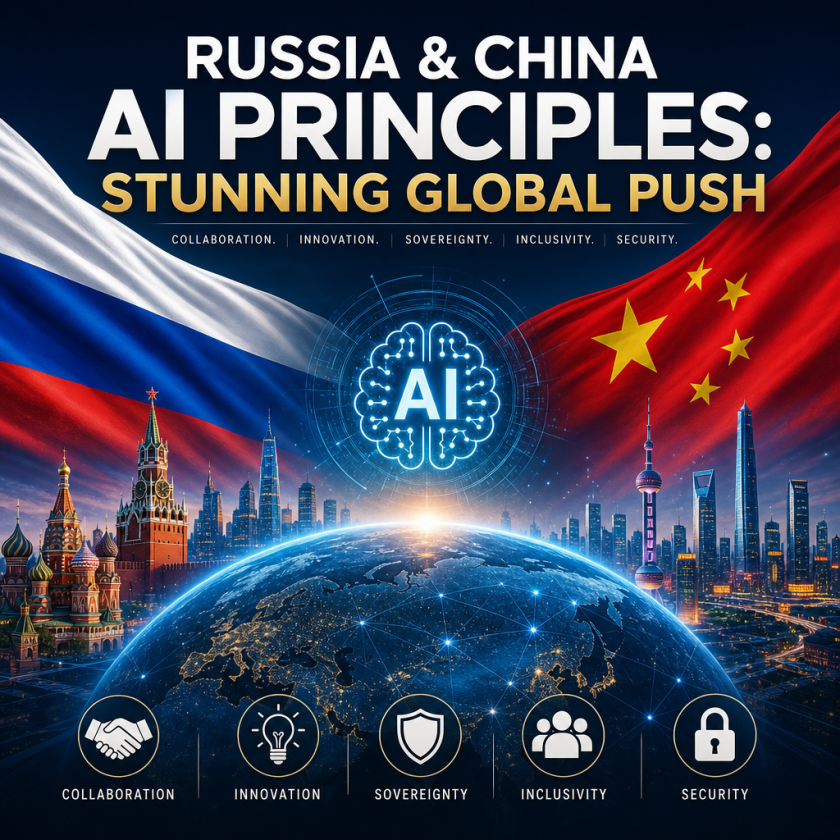 Illustration of Russia and China AI Principles: Stunning Global Push