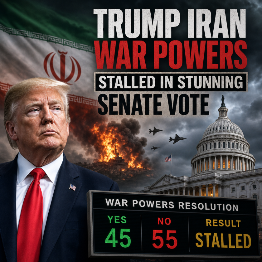 Illustration of Trump Iran War Powers Stalled in Stunning Senate Vote