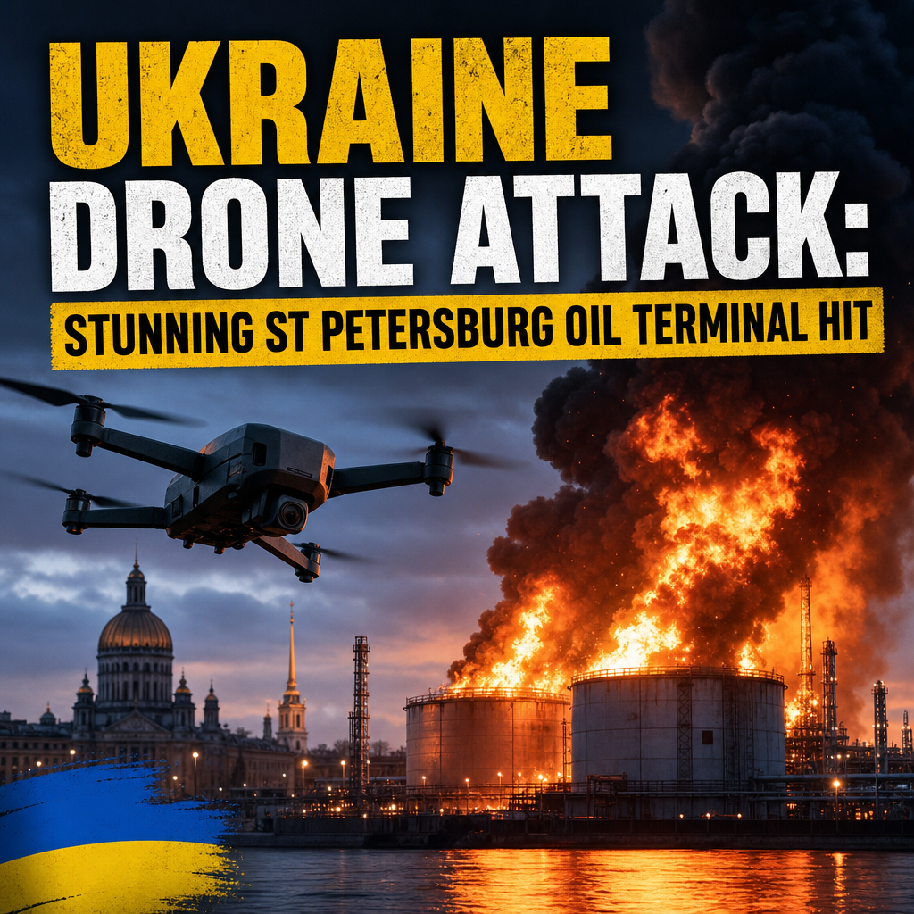 Illustration of Ukraine Drone Attack: Stunning St Petersburg Oil Terminal Hit