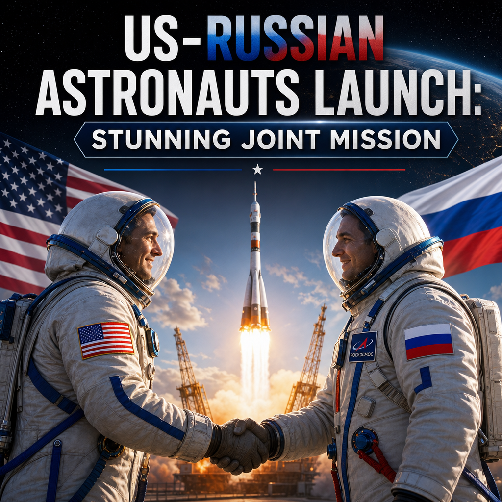 Illustration of US-Russian Astronauts Launch: Stunning Joint Mission
