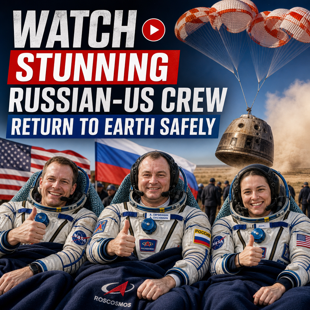 Illustration of WATCH Stunning Russian-US Crew Return to Earth Safely