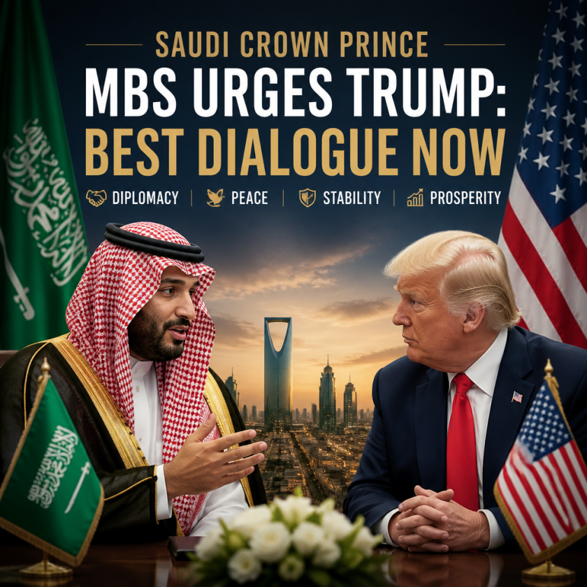 Illustration of Saudi Crown Prince MBS Urges Trump: Best Dialogue Now