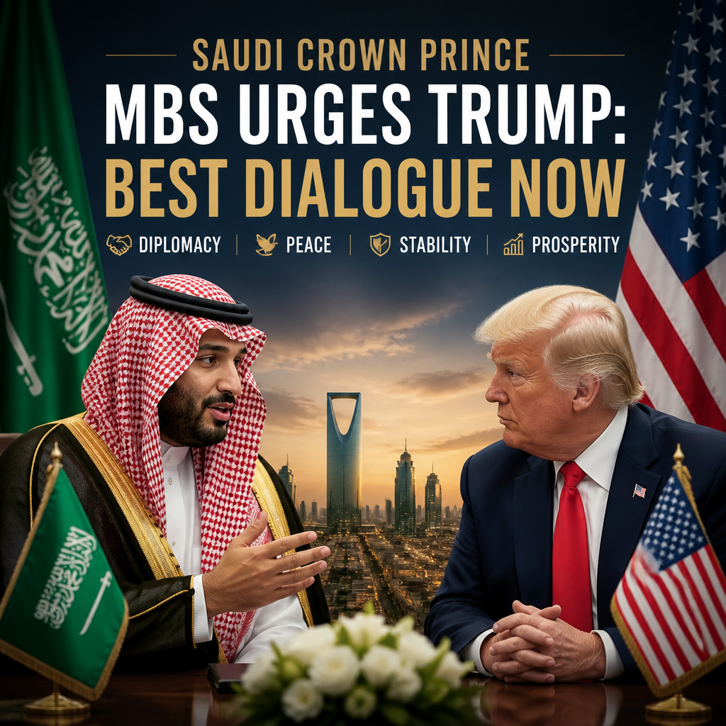 Illustration of Saudi Crown Prince MBS Urges Trump: Best Dialogue Now