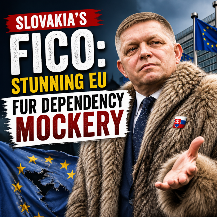Illustration of Slovakia’s Fico: Stunning EU Fur Dependency Mockery